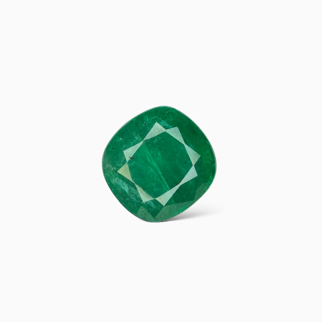 Natural Zambian Emerald Stone 6.62 Carat Cusion Cut 11.6x11.3mm