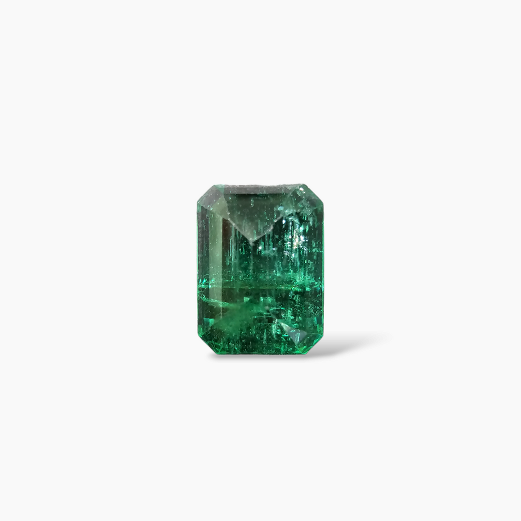 loose Natural Zambian Emerald Stone 7.47 Carats Emerald Cut ( 12x7 mm ) 