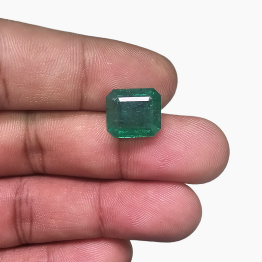 loose Natural Zambian Emerald Stone 7.85 Carats Emerald Cut ( 11.55x10.28x7.86 mm )