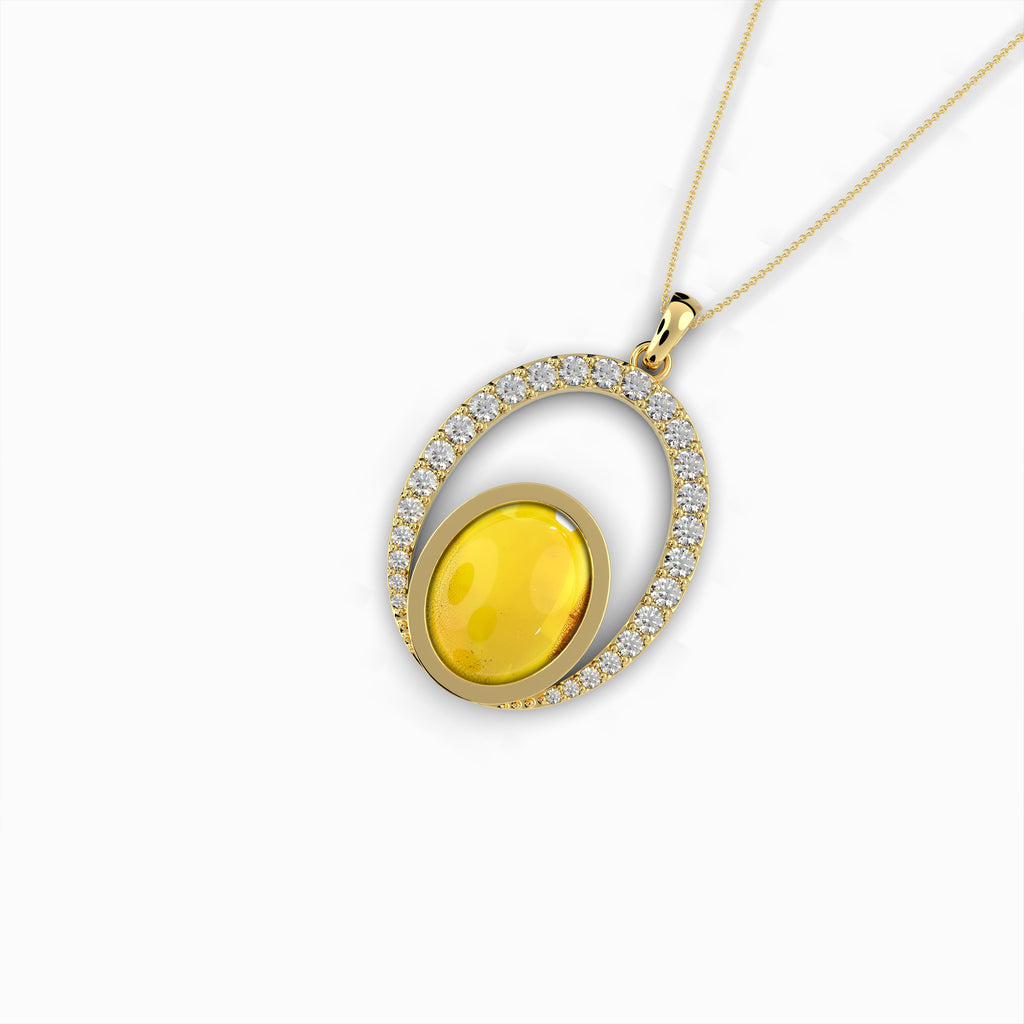 Natural Amber Pendant - Olivia