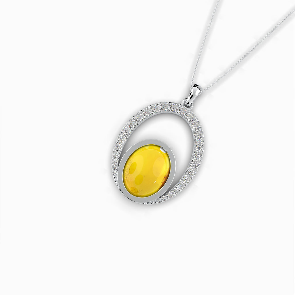 Natural Amber Pendant - Olivia