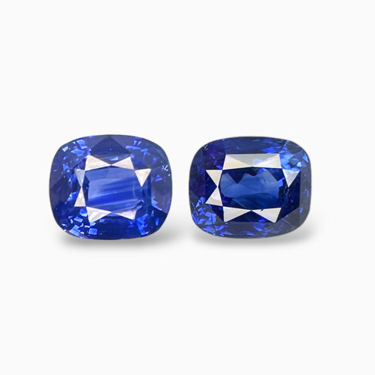 Natural Blue Sapphire Cushion Shape Pair 8.35 Carats From Srilanka IDL Certified