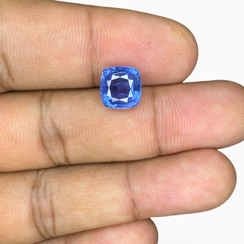 Natural Blue Sapphire Gemstone 3.20 Carats Cushion Cut Shape 8.18 x 8.04 x 4.86 mm