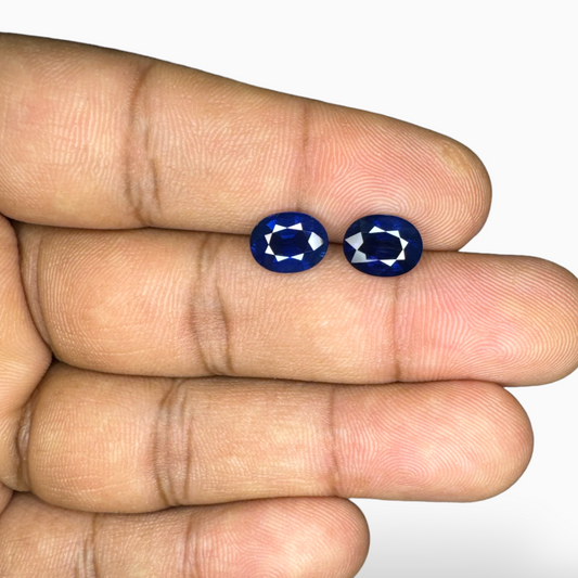 Natural Blue Sapphire Stone 4.15 Carats Oval Pair