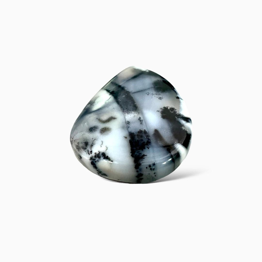 Natural White Dendritic Agate (Aqeeq) Fancy Cut Cabochon 106.57 Carats 51.57X34.04mm