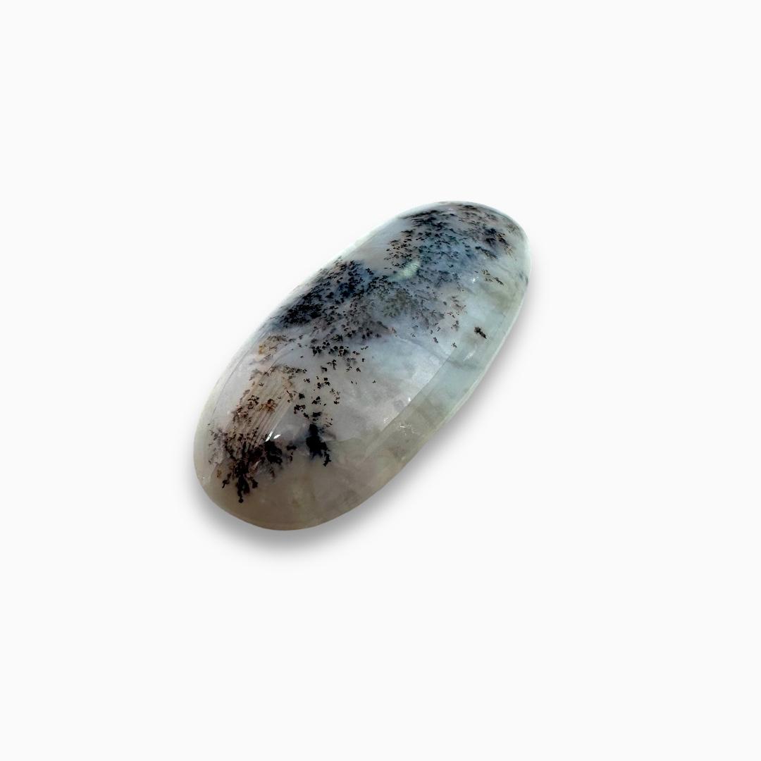 Natural Dendritic Agate For Sale (Aqeeq) Oval Cabochon Shape 156.30 Carats 51.60x22.90mm