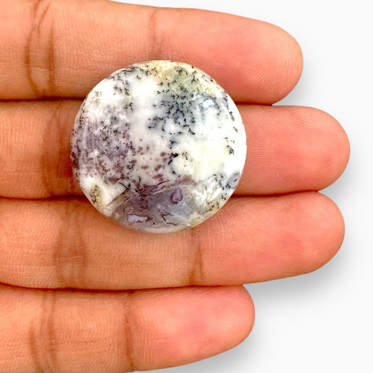 Dendritic Agate For Sale (Aqeeq) Round Cabochon 36.79 Carats 29X29mm