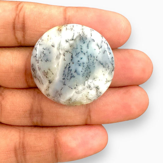 Russian Dendritic Agate (Aqeeq) Round Cabochon 44.02 Carats 35.79X35.79mm