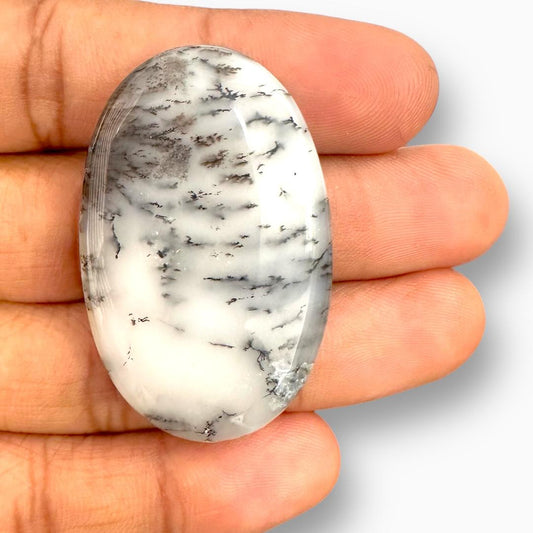 Natural Dendritic Agate Cabochon (Aqeeq) Oval Shape 53.33 Carats 44.66X27.80mm