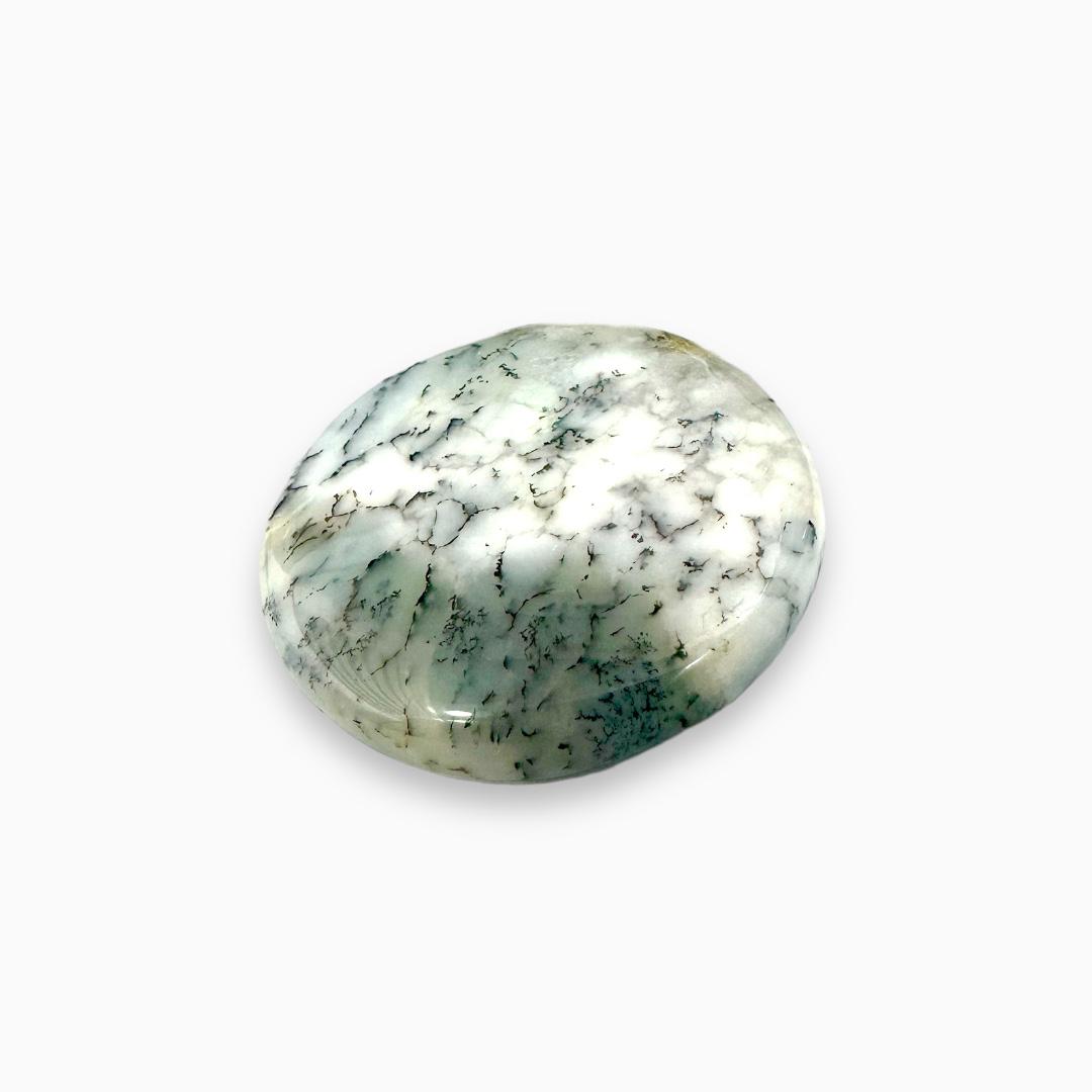 Natural Russian Dendritic Agate Gemstone (Aqeeq) Round Cut Cabochon 60.17 Carats 36X36mm