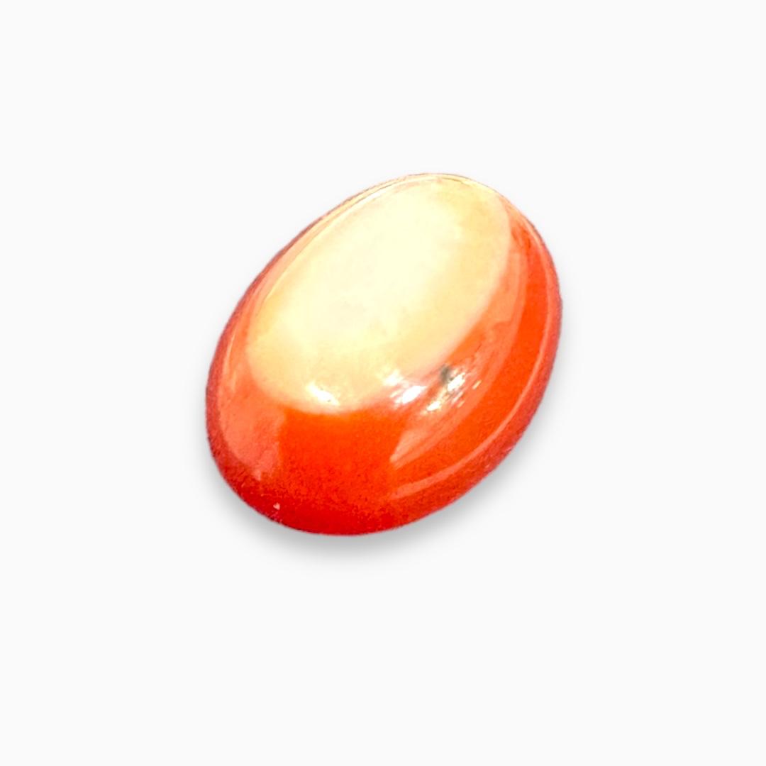 Original Dark Orangish White Eye Agate (Aqeeq Stone) 4.84 Carats 14X10mm