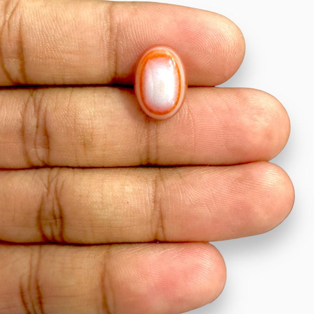 Natural Orangish White Eye Agate (Aqeeq Stone) 6.05 Carats 14X10mm