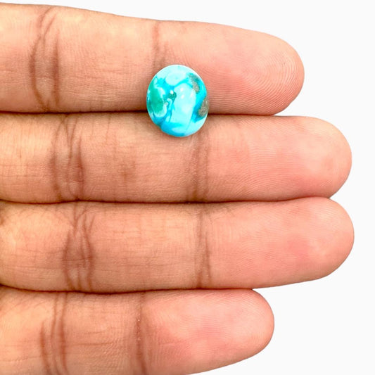 Natural Turquoise 5.85 Carats Oval Cabochon Shape (12x10.5mm)