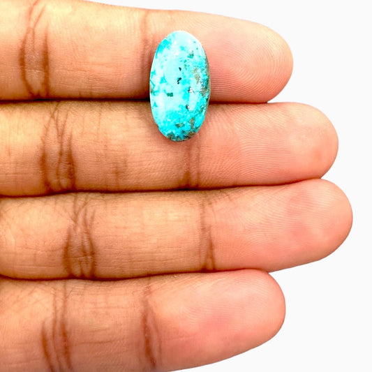 Natural Turquoise 7.22 Carats Oval Cabochon Shape (18.5X10mm)