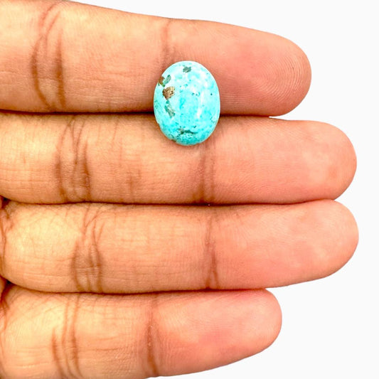 Natural Turquoise 7.56 Carats Oval Cabochon Shape (14X11mm)