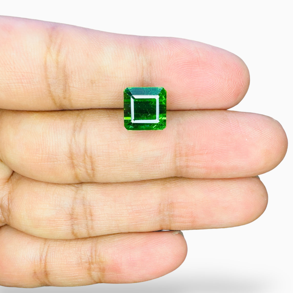 Natural Green Tourmaline Stone 6.58 Carats Emerald Cut (9.5 mm)