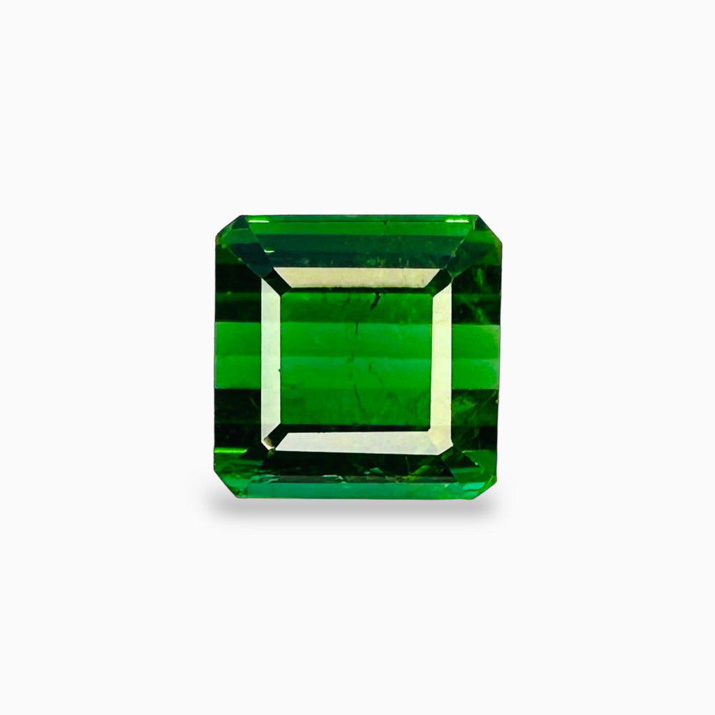 Natural Green Tourmaline Stone 6.58 Carats Emerald Cut (9.5 mm)