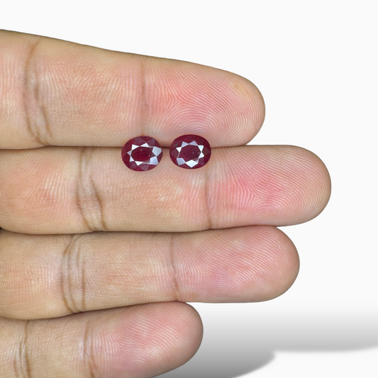 Natural Mozambique Ruby Manik Pair Stone 2.90 Carats Oval Shape 7.3 x 6.1 mm