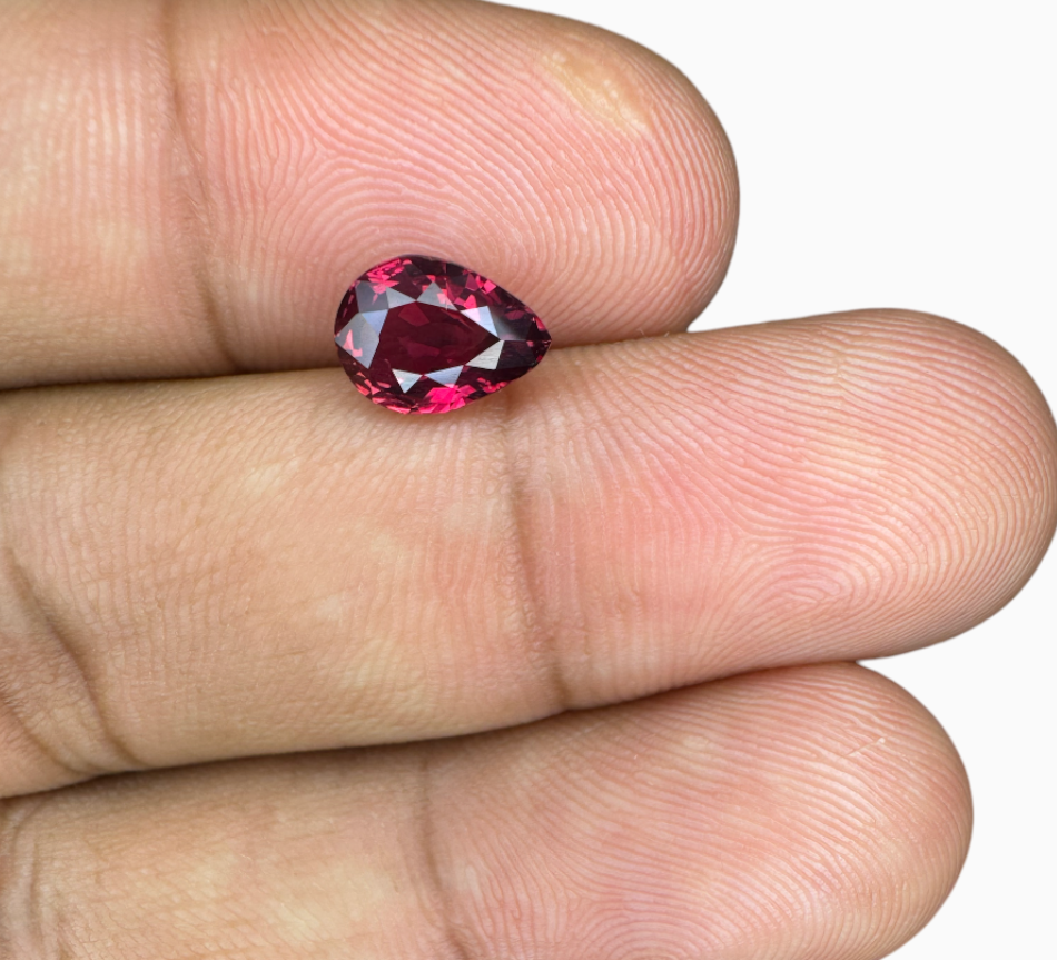 Natural Mozambique Ruby Manik Stone 1.69 Carats Pear Shape 8.49 x 6.12 x 3.84 mm