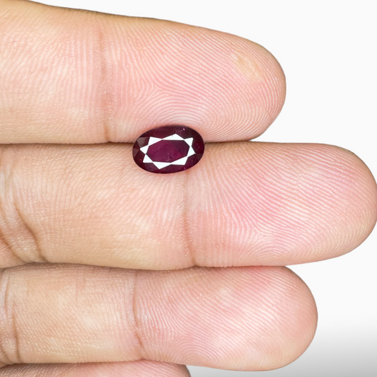 Natural Mozambique Ruby Manik Stone 1.96 Carats Oval Shape 8.69 x 5.76 x 3.89 mm