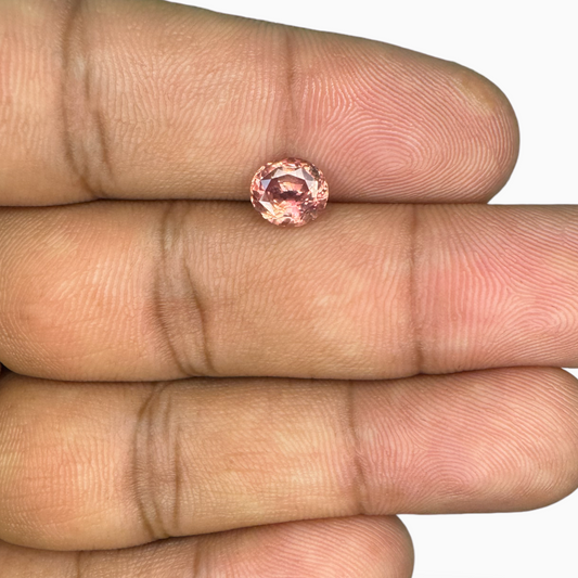 Natural Padparadscha Sapphire Stone Oval 1.57 Carats 6.94 × 6.10 × 4.26 mm