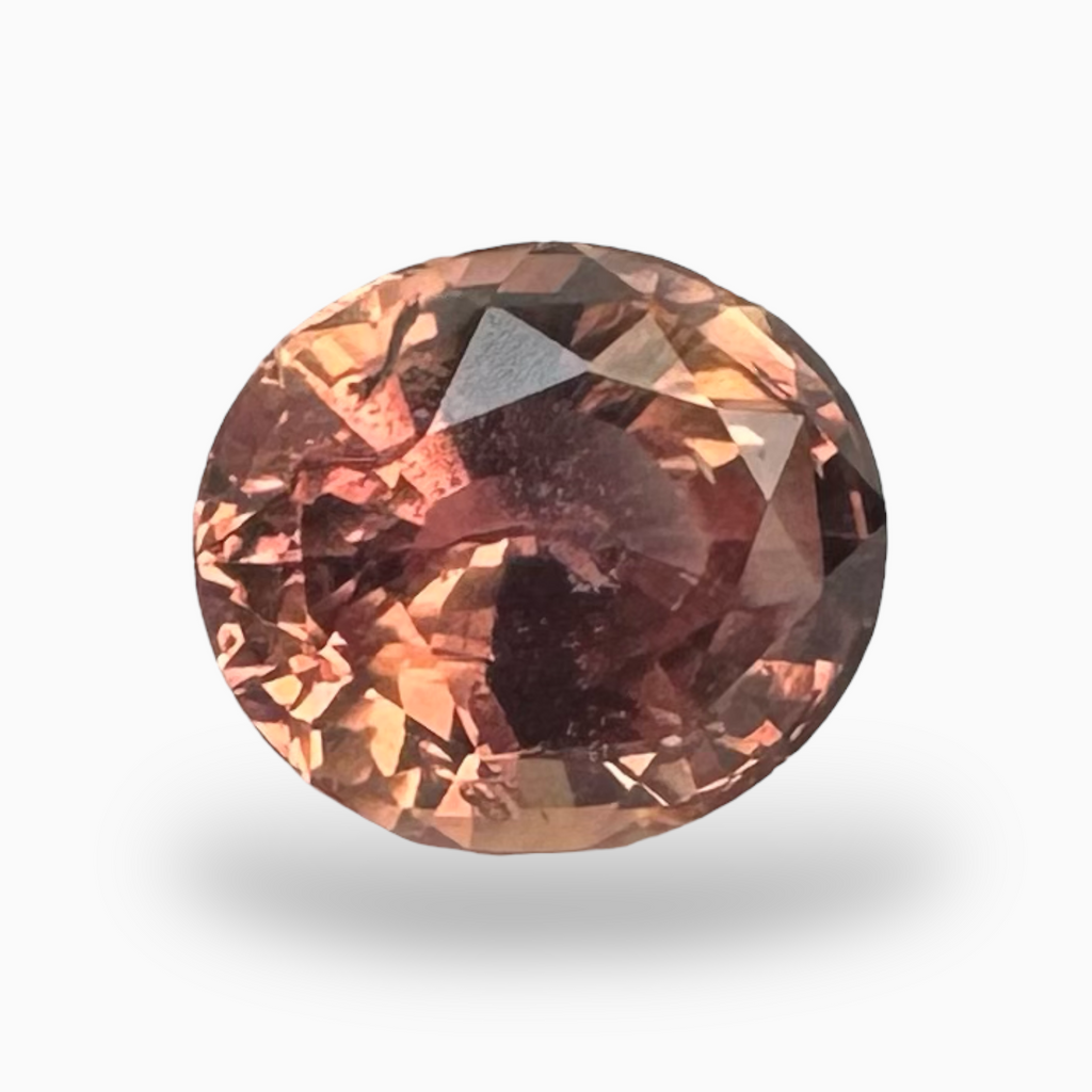 Natural Padparadscha Sapphire Stone Oval 1.57 Carats 6.94 × 6.10 × 4.26 mm