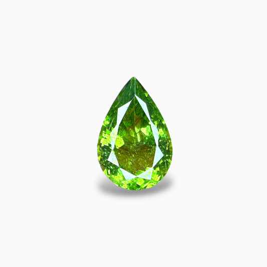 Natural Peridot Pear Cut Rutile Stone 12.02 Carats, 17.17x12.1 mm