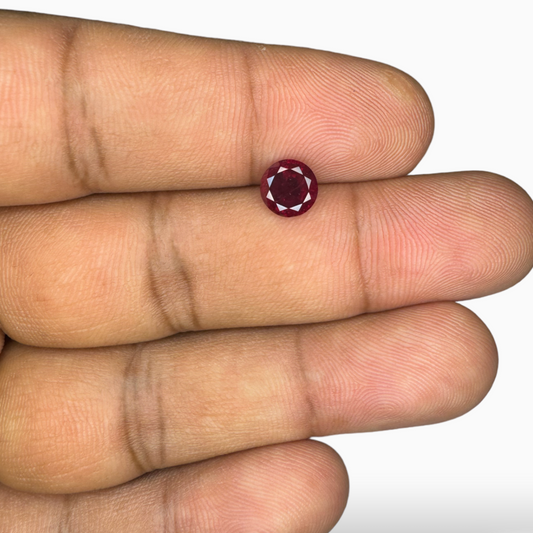 Natural Ruby Round Cut 1.21 Carat from Mozambique Deep Red Color