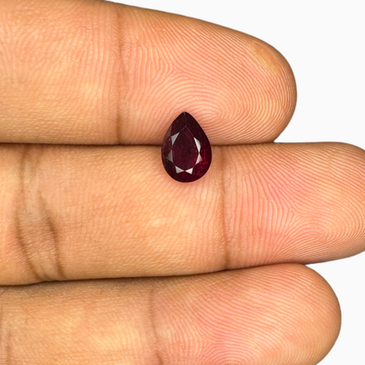 Natural Ruby Round Cut 1.32 Carat from Mozambique Deep Red Color