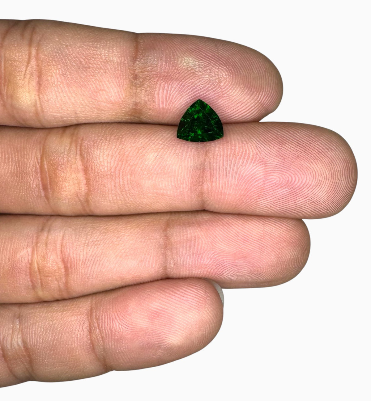 Natural Tsavorite Garnet Stone 1.81 Carats Trilliant Cut 7.32 x 7.99 mm