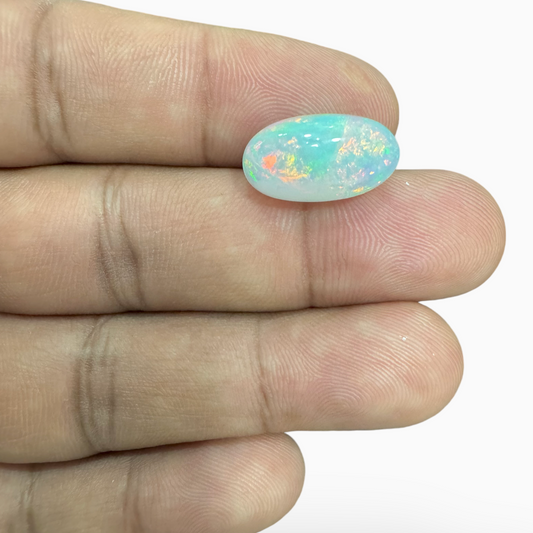 Natural White Etopian Opal Oval Cabochon 4.93 carat 17x9 mm