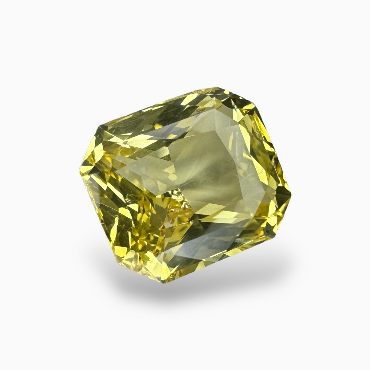 Natural Yellow Sapphire Stone 11.13 Carats Emerald Cut 13.10 X 11.64 X 7.23  mm