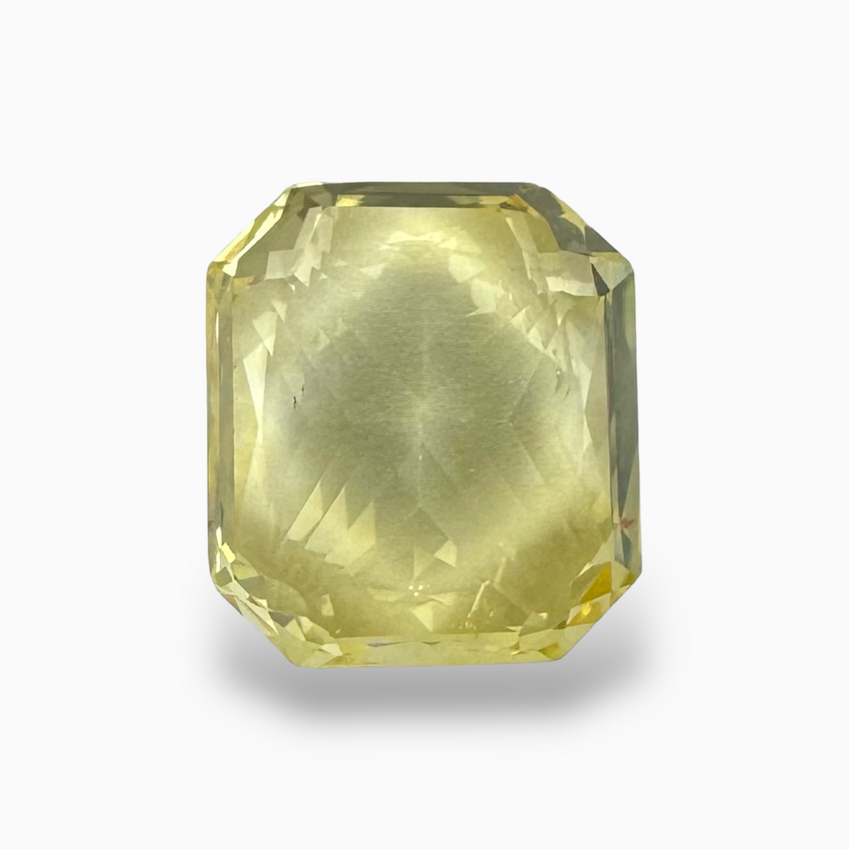 Natural Yellow Sapphire Stone 11.13 Carats Emerald Cut 13.10 X 11.64 X 7.23  mm