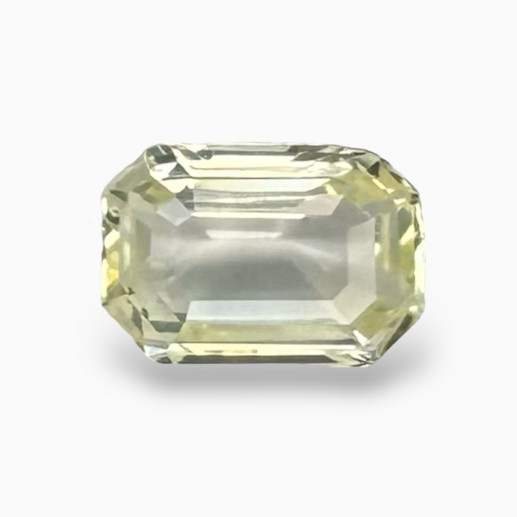 Natural Yellow Sapphire Stone  2.23 Carats 9.2 × 6.5 mm Emerald Cut
