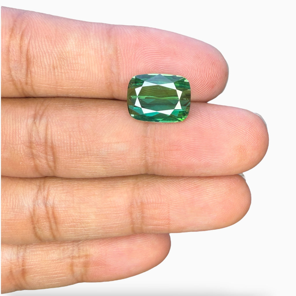 Natural mint Green Tourmaline Cushion 6.34 Carats 13.60 x 10.20 x10.20 mm