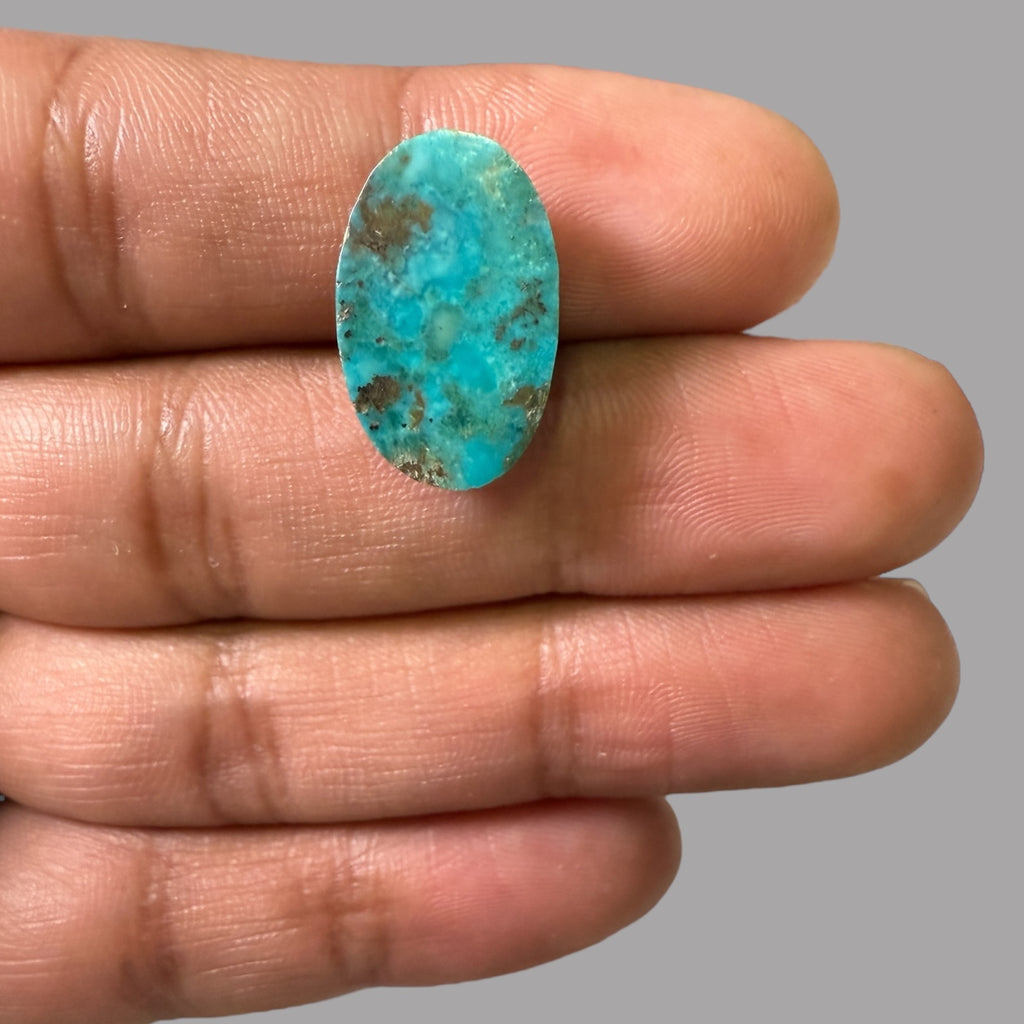 Nishapuri Feroza (Turquoise) Oval Cabochon 10.70 Carats  20.09 x 12.79 x 6.38 mm From Iran