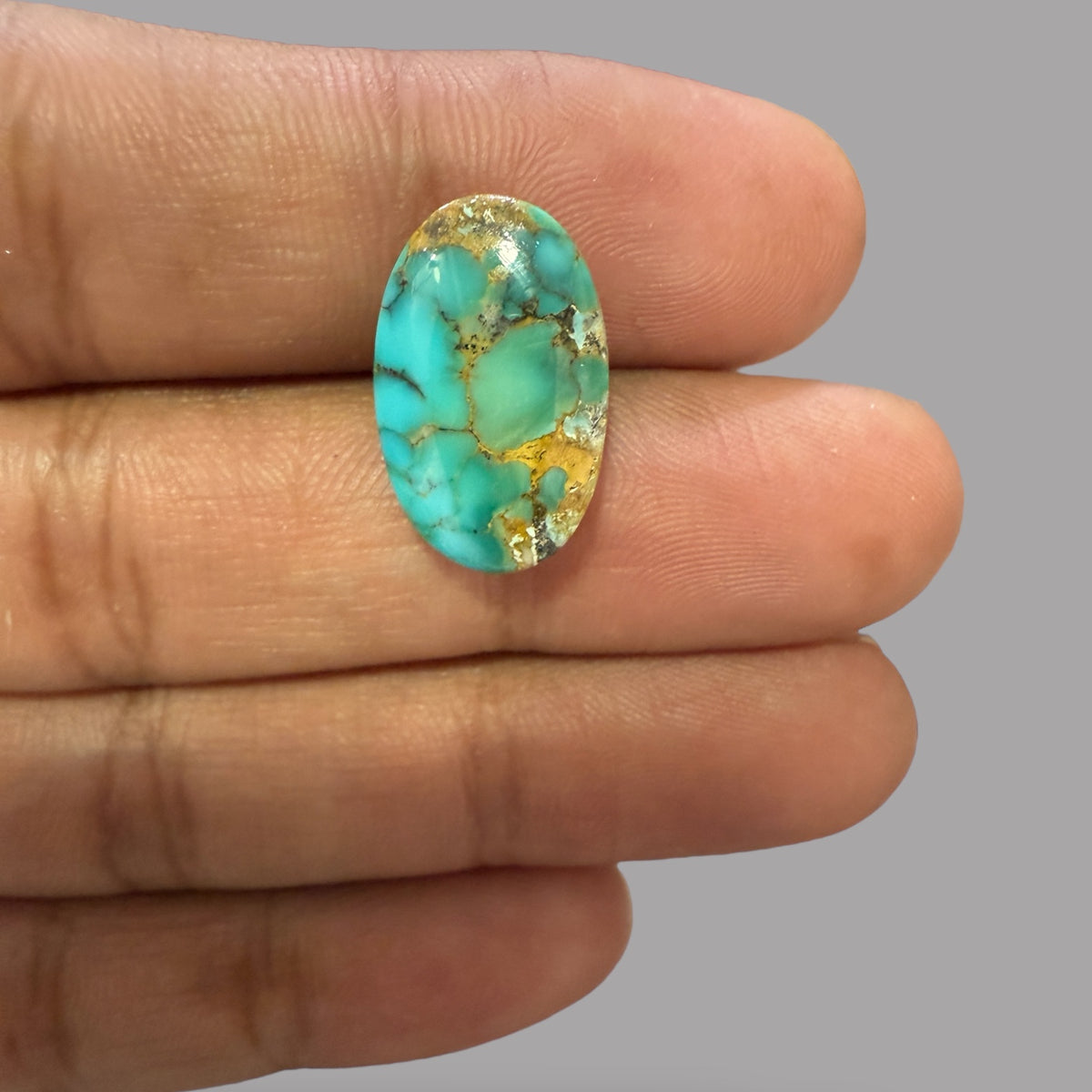 Nishapuri Feroza (Turquoise) Oval Cabochon 12.41 Carats  18.77 x 11.94 x 7.90 mm From Iran
