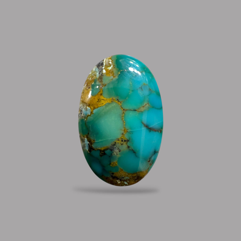 Nishapuri Feroza (Turquoise) Oval Cabochon 12.41 Carats  18.77 x 11.94 x 7.90 mm From Iran