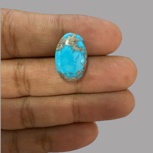 Nishapuri Feroza (Turquoise) Oval Cabochon 12.54 Carats  18.63 x 12.15 x 8.26 mm From Iran