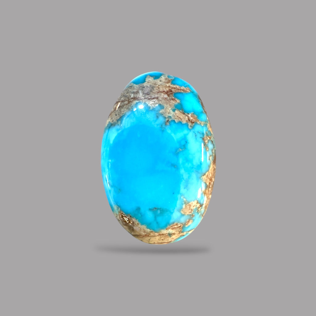 Nishapuri Feroza (Turquoise) Oval Cabochon 12.54 Carats  18.63 x 12.15 x 8.26 mm From Iran