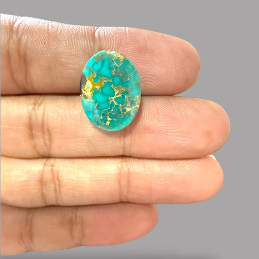 Nishapuri Feroza (Turquoise) Oval Cabochon 14.52 Carats  18.96 x 14.20 x 7.45 mm From Iran