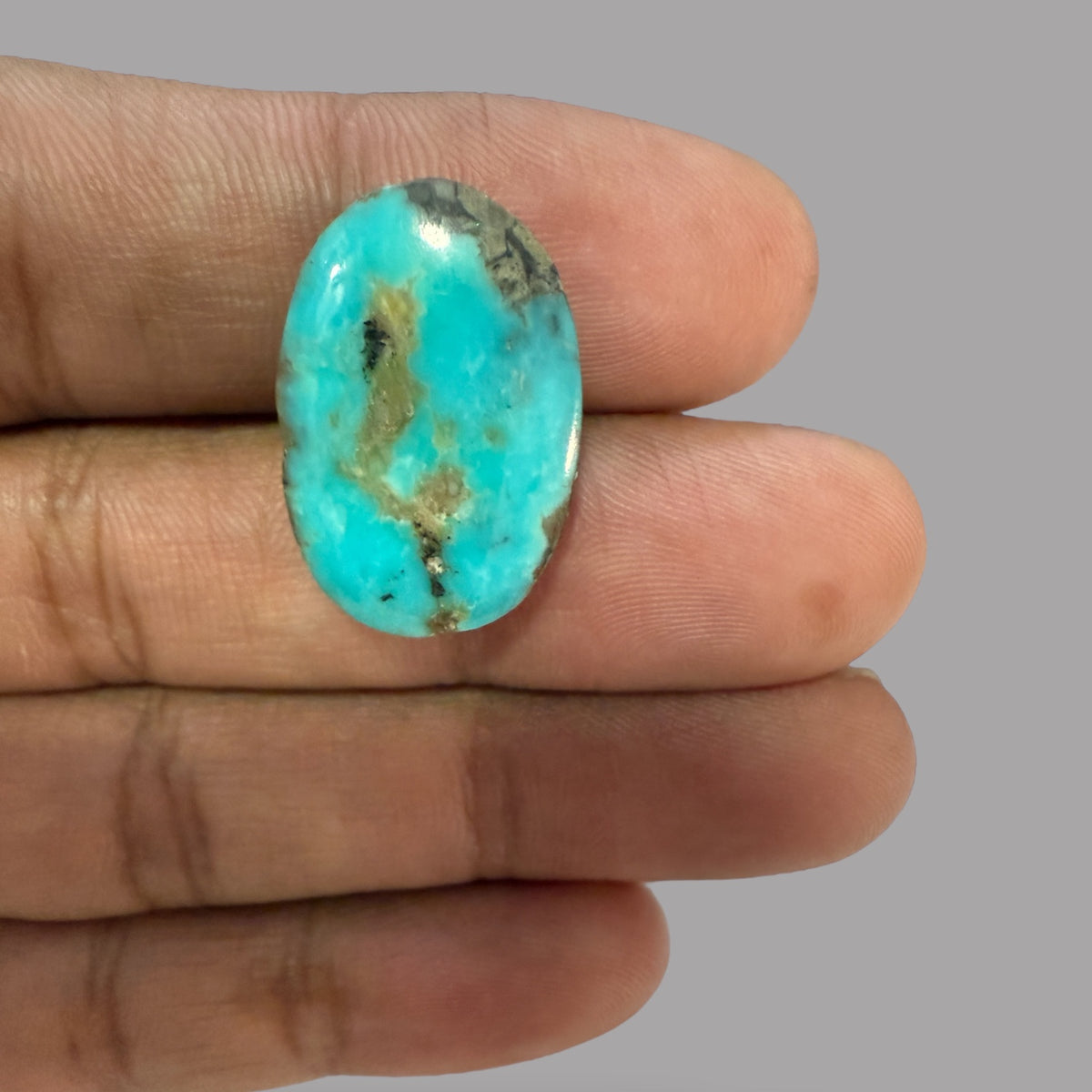 Nishapuri Feroza (Turquoise) Oval Cabochon 18.40 Carats  20.30 x 15.57 x 7.90 mm From Iran