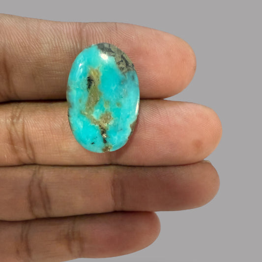 Nishapuri Feroza (Turquoise) Oval Cabochon 18.40 Carats  20.30 x 15.57 x 7.90 mm From Iran