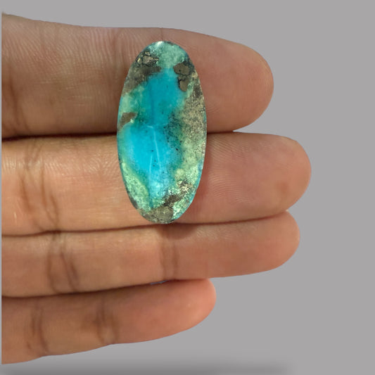 Nishapuri Feroza (Turquoise) Oval Cabochon 24.31 Carats  27.59 x 13.63 x 9.22 mm From Iran