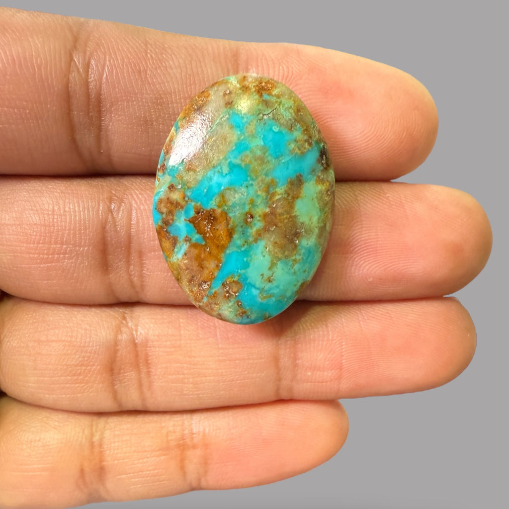 Nishapuri Feroza (Turquoise) Oval Cabochon 34.53 Carats  30.41 x 22.69 x 7.16 mm From Iran
