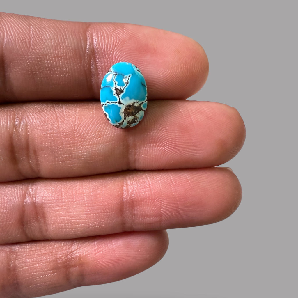 Nishapuri Feroza (Turquoise) Oval Cabochon 4.59 Carats  13.40 x 9.64 x 5.30 mm From Iran