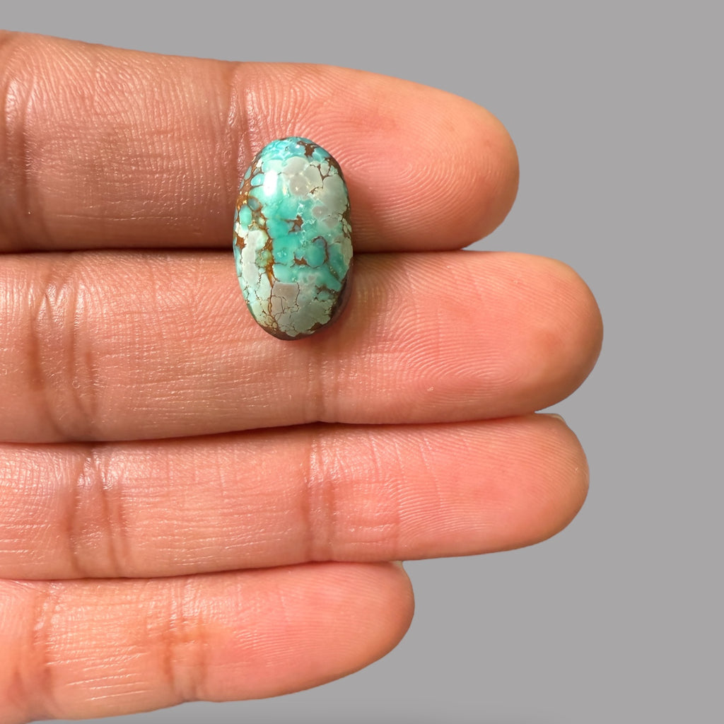 Nishapuri Feroza (Turquoise) Oval Cabochon 5.22 Carats  13.97 x 9.11 x 5.41 mm From Iran