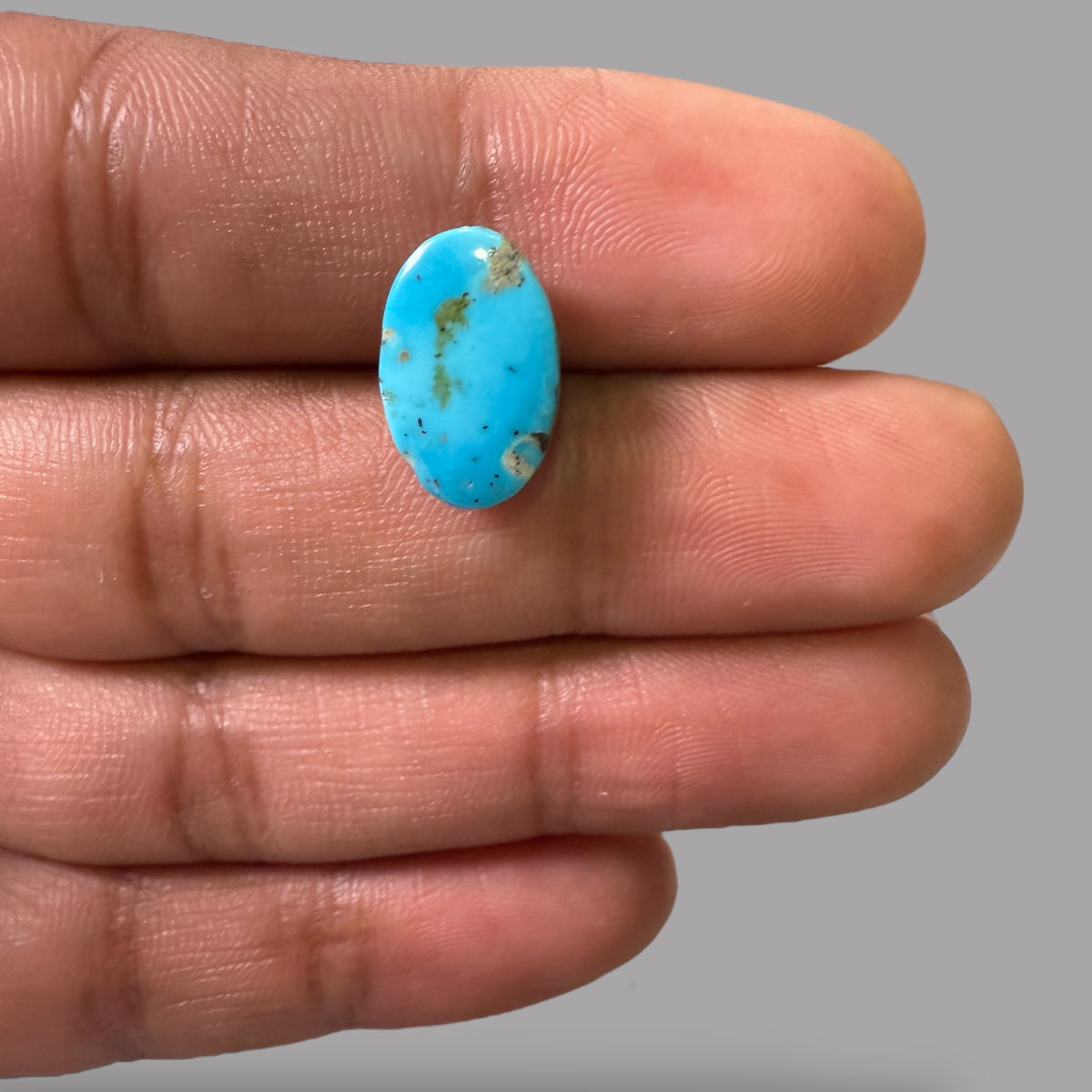 Nishapuri Feroza (Turquoise) Oval Cabochon 6.08 Carats  15 x 9.55 x 5.85 mm From Iran