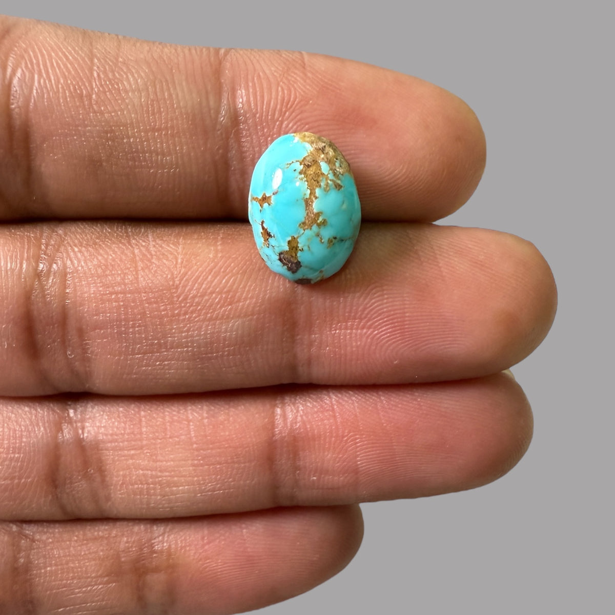 Nishapuri Feroza (Turquoise) Oval Cabochon 6.52 Carats  13.95 x 10.38 x 6.28 mm From Iran