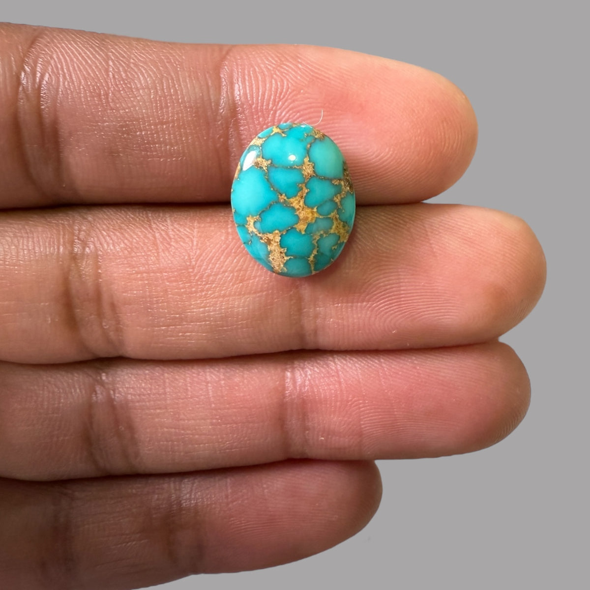 Nishapuri Feroza (Turquoise) Oval Cabochon 7.93 Carats  15.35 x 12.12 x 5.57 mm From Iran
